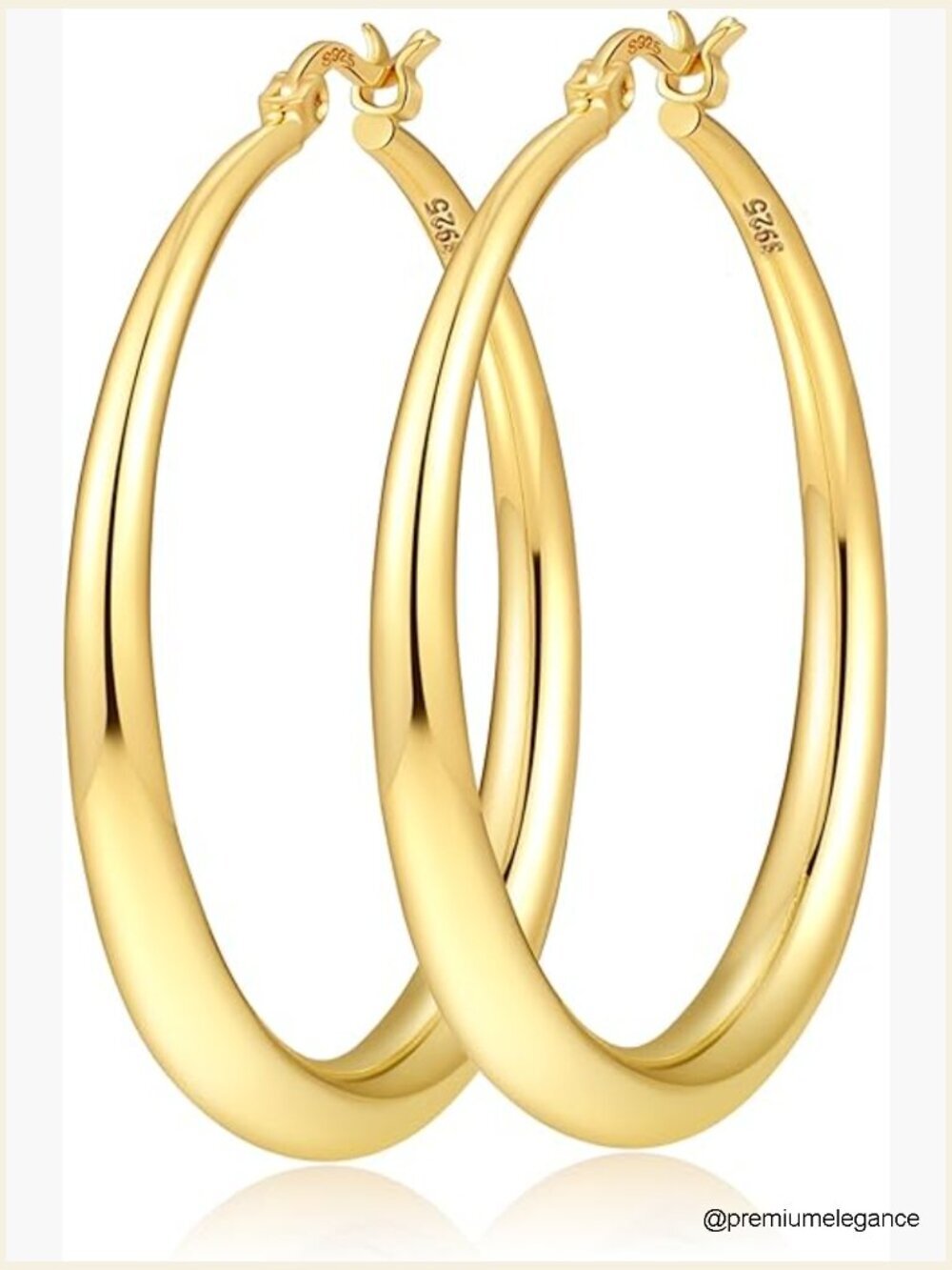 Hypoallergenic Sterling Silver Hoop Earrings, Large Hollow Tube, 30-60mm